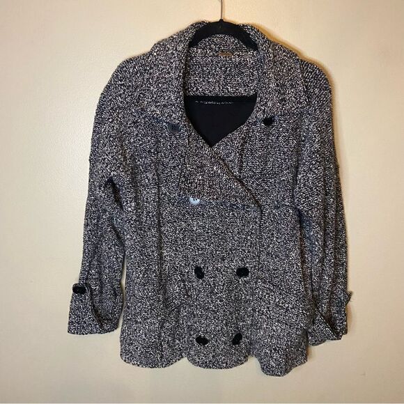 Free People black and white double breasted jacket size large. - Picture 2 of 8
